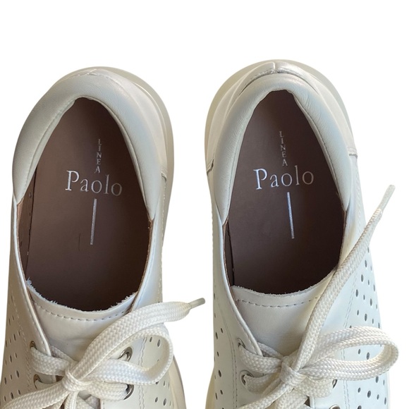 Linea Paolo Kendra White Perferated Platform Sneaker size 7.5 - Picture 9 of 12